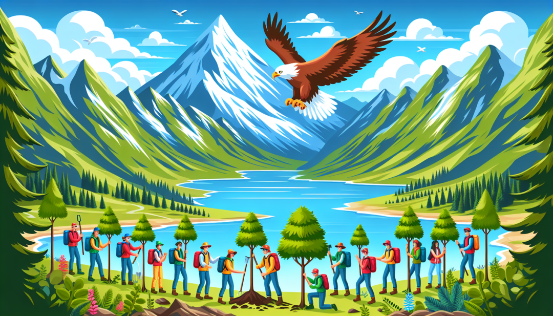 Discover the Adventure: Your Ultimate Guide to Camp Montana in Switzerland 3 Campers participating in an outdoor environmental stewardship activity surrounded by the stunning Swiss landscape