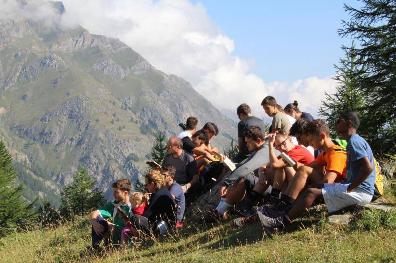 Panoramic view of the Swiss Alps during summer in the iconic Backpacking camp at Young Explorers Club.