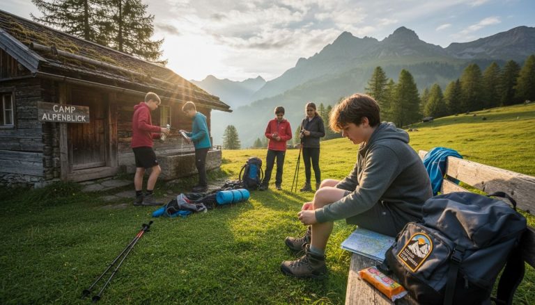 Why Choose Outdoor Camps for Swiss Youth 8 Swiss teens unpacking at Alpine camp lodge