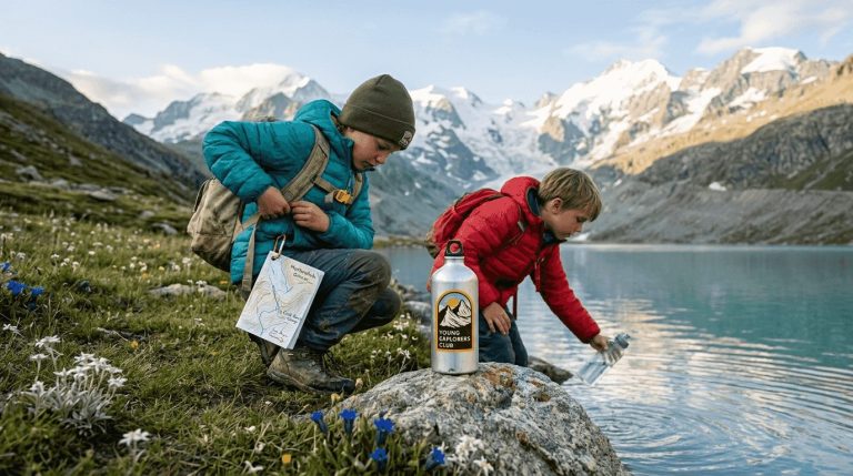 Children prepare for hike in Swiss Alps camp