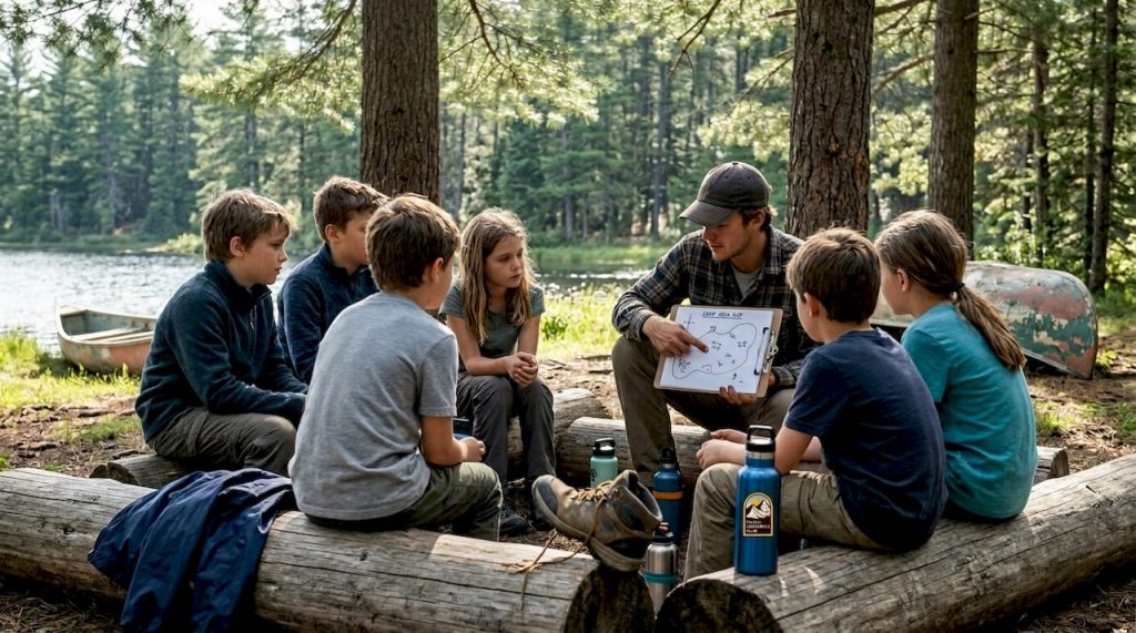 Children gathered at outdoor summer camp