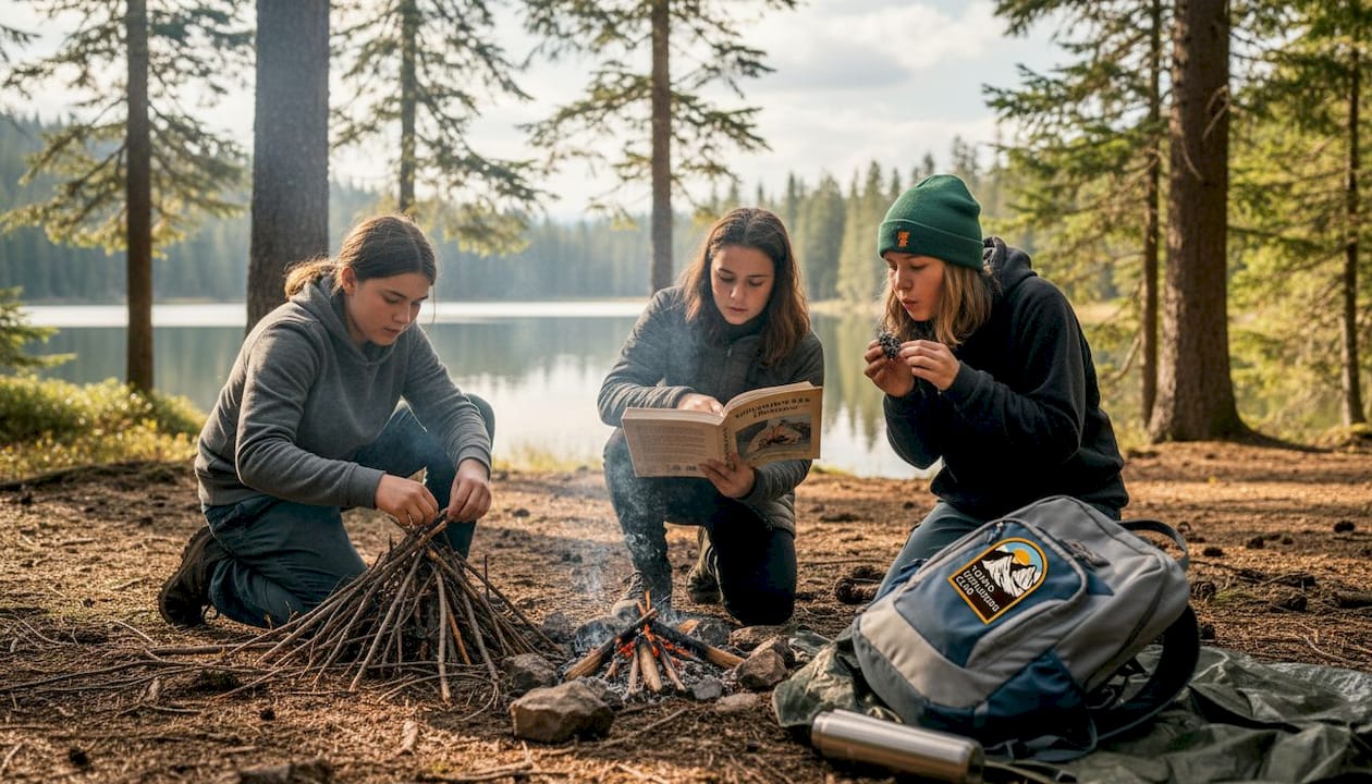 Top adventure activities for teens: outdoor fun with purpose 2 Teens collaborating to start campfire outdoors