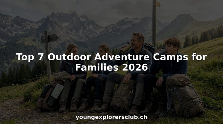 Family resting on Swiss Alps mountain trail