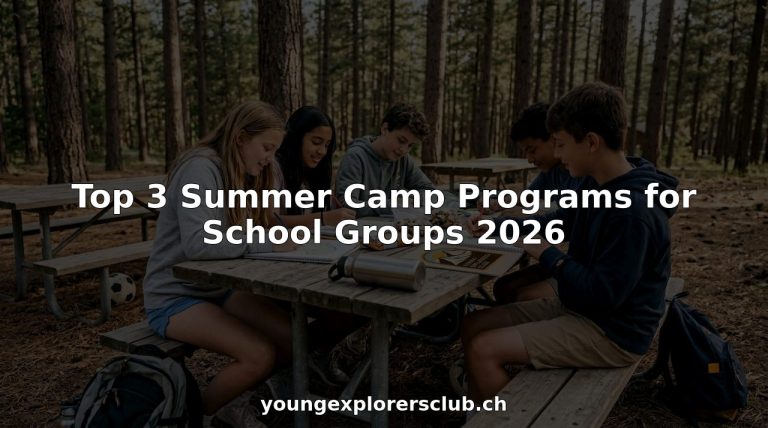 School group working together at outdoor summer camp