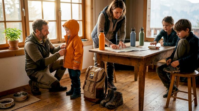 How to prepare your child for outdoor adventures 10 Family preparing gear for outdoor adventure