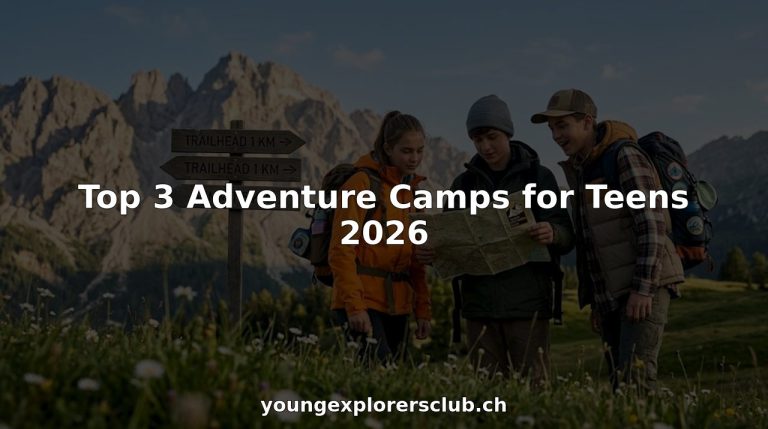 Teens hiking on forest adventure camp trail