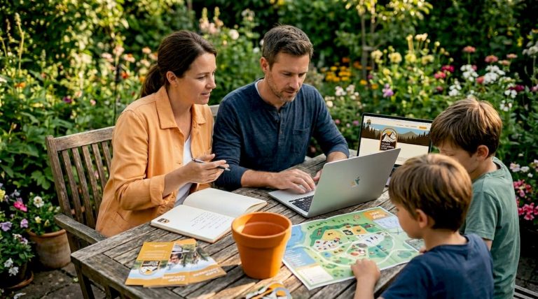 Your family camp selection workflow, step by step 9 Family planning summer camp at kitchen table