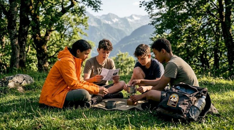 Why Teens Need Unplugged Experiences for Real Growth 7 Teens working together outdoors at picnic table
