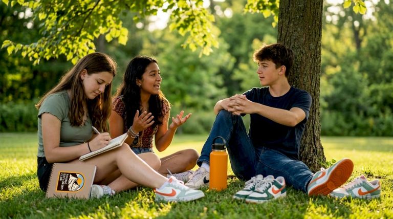 Teens gathering for personal development discussion