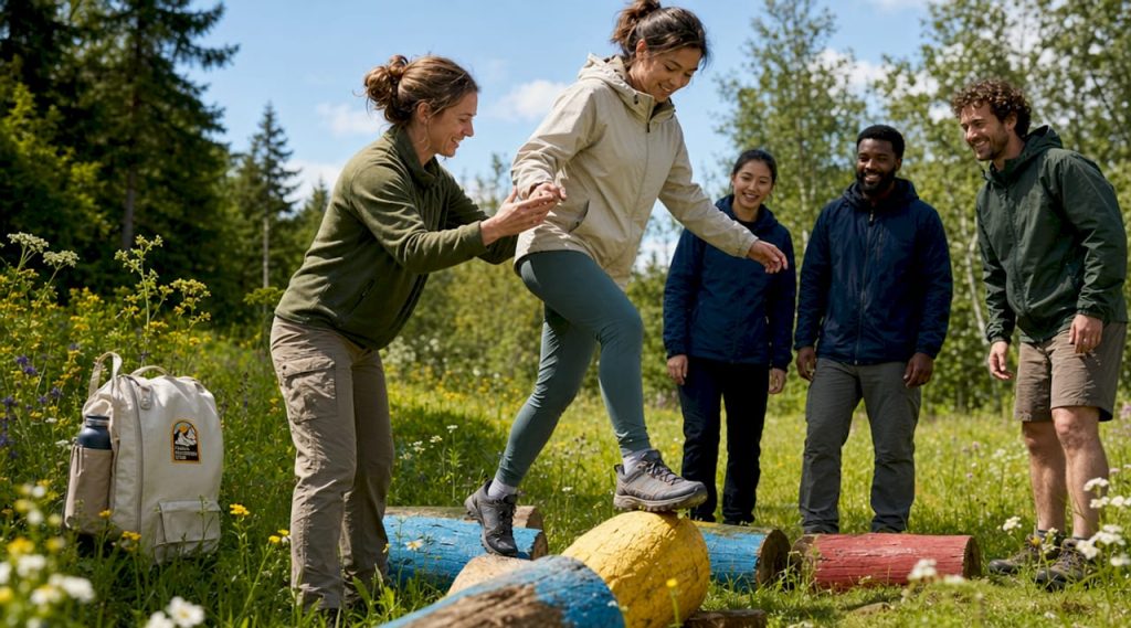 Group participating in outdoor resilience training
