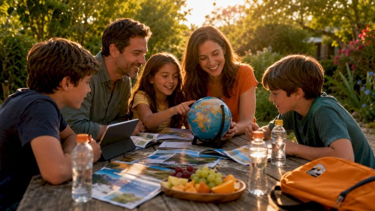 Family planning educational travel at kitchen table