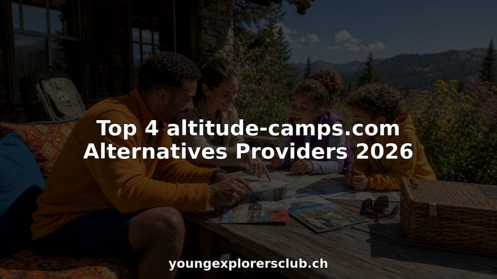 Family reviewing summer camp options outdoors